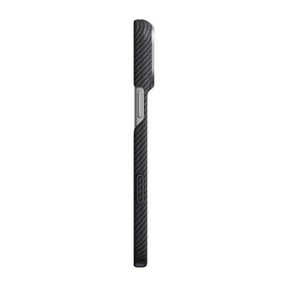 iPhone 18 Pro Kılıf M-safe Şarj Özellikli 1500D Aramid Karbon Fiber Pitaka Ultra-Slim Classic Serisi Black-Grey Twill Kılıf