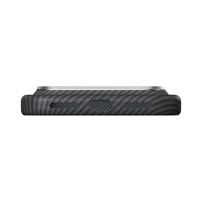 iPhone 18 Pro Kılıf M-safe Şarj Özellikli 1500D Aramid Karbon Fiber Pitaka Ultra-Slim Classic Serisi Black-Grey Twill Kılıf