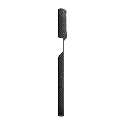 iPhone 18 Pro Kılıf M-safe Şarj Özellikli 1500D Aramid Karbon Fiber Pitaka Ultra-Slim Classic Serisi Black-Grey Twill Kılıf
