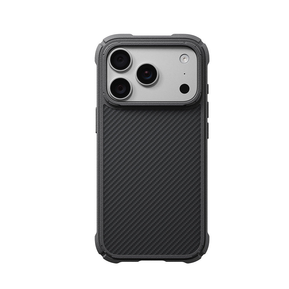 iPhone 18 Pro Kılıf M-safe Şarj Özellikli 600D Aramid Fiber Pitaka Black-Grey Twill Serisi Cairn Kılıf