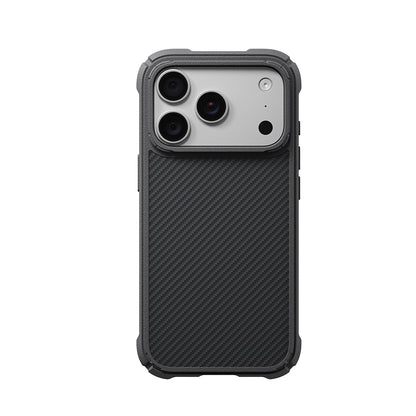 iPhone 18 Pro Kılıf M-safe Şarj Özellikli 600D Aramid Fiber Pitaka Black-Grey Twill Serisi Cairn Kılıf