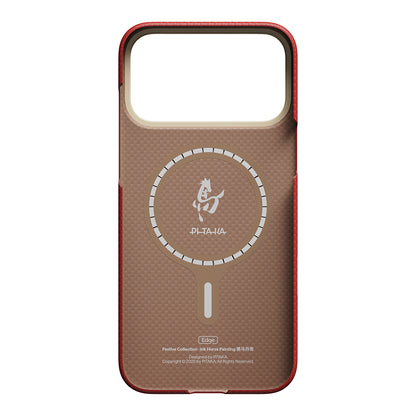 iPhone 18 Pro Kılıf M-safe Şarj Özellikli Aramid Karbon Fiber Pitaka Horse Painting Serisi Kılıf