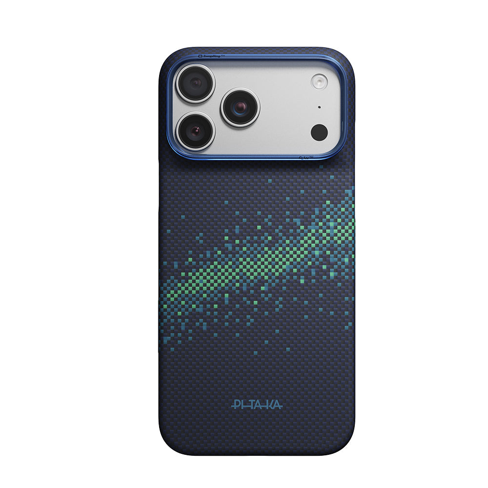 iPhone 18 Pro Kılıf M-safe Şarj Özellikli Aramid Karbon Fiber Pitaka Tactile Woven Starpeak Serisi Milky Way Galaxy Kılıf