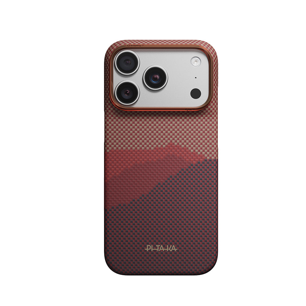 iPhone 18 Pro Kılıf M-safe Şarj Özellikli Aramid Karbon Fiber Pitaka Tactile Woven Starpeak Serisi Over The Horizon Kılıf