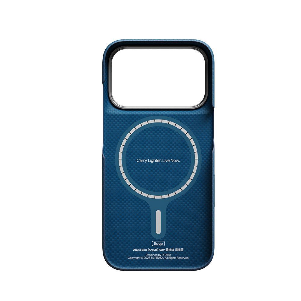 iPhone 18 Pro Kılıf M-safe Şarj Özellikli Aramid Karbon Fiber Pitaka Argyle Serisi Kılıf