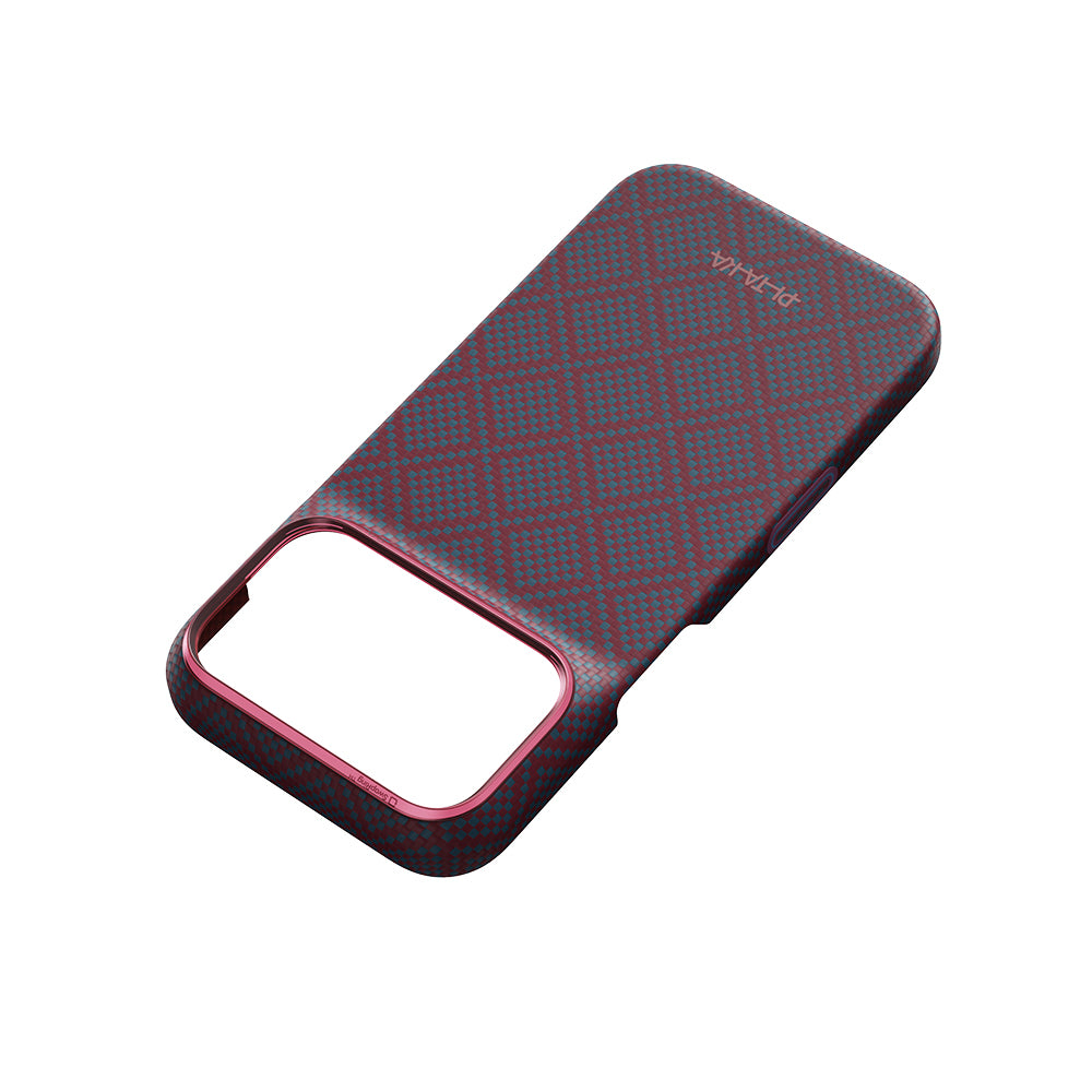 iPhone 18 Pro Kılıf M-safe Şarj Özellikli Aramid Karbon Fiber Pitaka Argyle Serisi Kılıf
