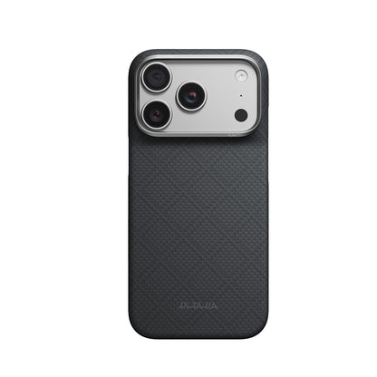 iPhone 18 Pro Kılıf M-safe Şarj Özellikli Aramid Karbon Fiber Pitaka Argyle Serisi Kılıf
