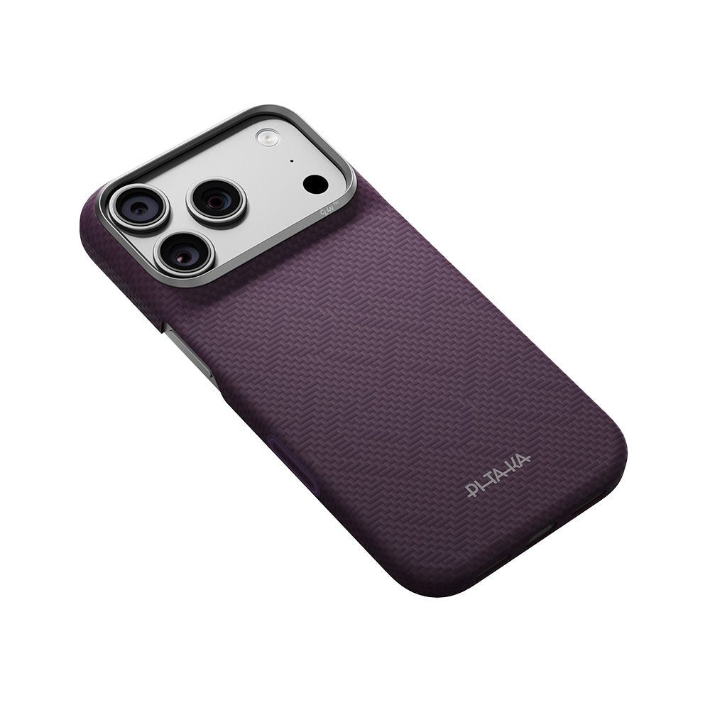 iPhone 18 Pro Kılıf M-safe Şarj Özellikli Aramid Karbon Fiber Pitaka Weaving Serisi Kılıf