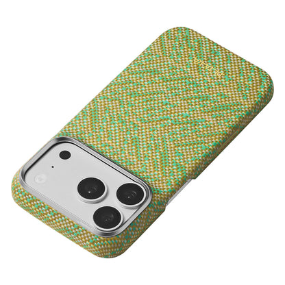 iPhone 18 Pro Kılıf M-safe Şarj Özellikli Aramid Karbon Fiber Pitaka Wind Over Wheat Serisi Kılıf