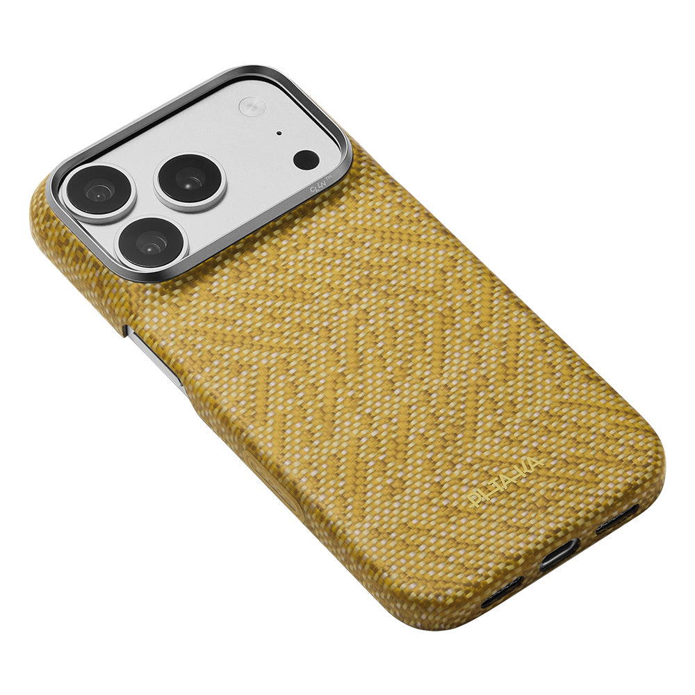 iPhone 18 Pro Kılıf M-safe Şarj Özellikli Aramid Karbon Fiber Pitaka Wind Over Wheat Serisi Kılıf