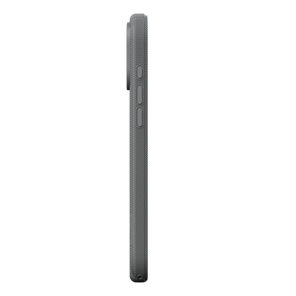 iPhone 18 Pro Kılıf M-Safe Şarj Özellikli Çizgi Desenli Kumaş Dokulu Zore Paris Lorin Kılıf