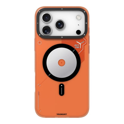 iPhone 18 Pro Kılıf M-safe Şarj Özellikli Disk Desenli Youngkit Disc Battle Kılıf
