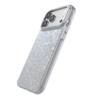 iPhone 18 Pro Kılıf M-Safe Şarj Özellikli El İşlemeli Swarovski Taşlı Zore Paris Riva Sert PC Kılıf