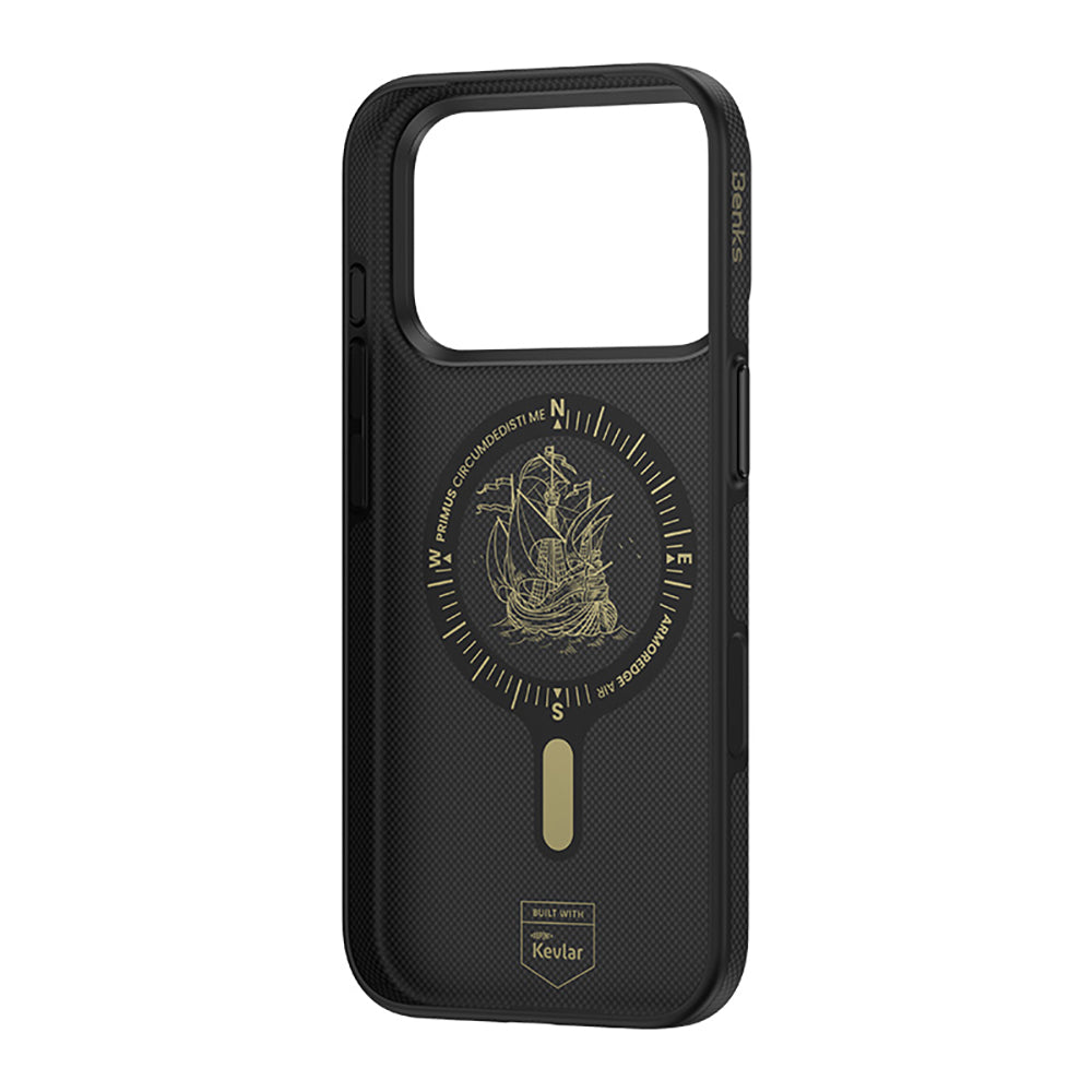iPhone 18 Pro Kılıf M-safe Şarj Özellikli Karbon Fiber Tasarımlı Benks ArmorEdge Air Navigator Kevlar Kılıf