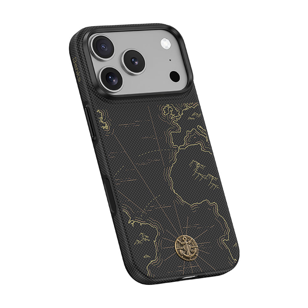 iPhone 18 Pro Kılıf M-safe Şarj Özellikli Karbon Fiber Tasarımlı Benks ArmorEdge Air Navigator Kevlar Kılıf