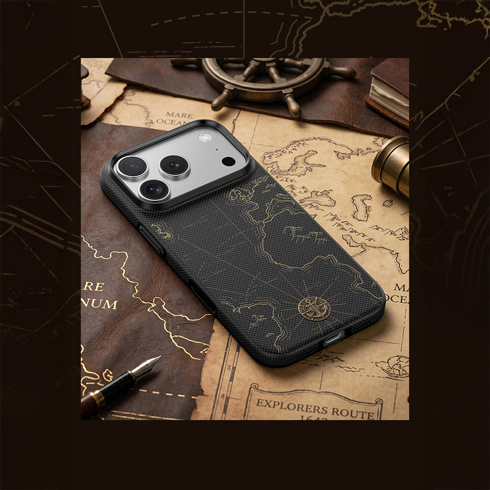 iPhone 18 Pro Kılıf M-safe Şarj Özellikli Karbon Fiber Tasarımlı Benks ArmorEdge Air Navigator Kevlar Kılıf