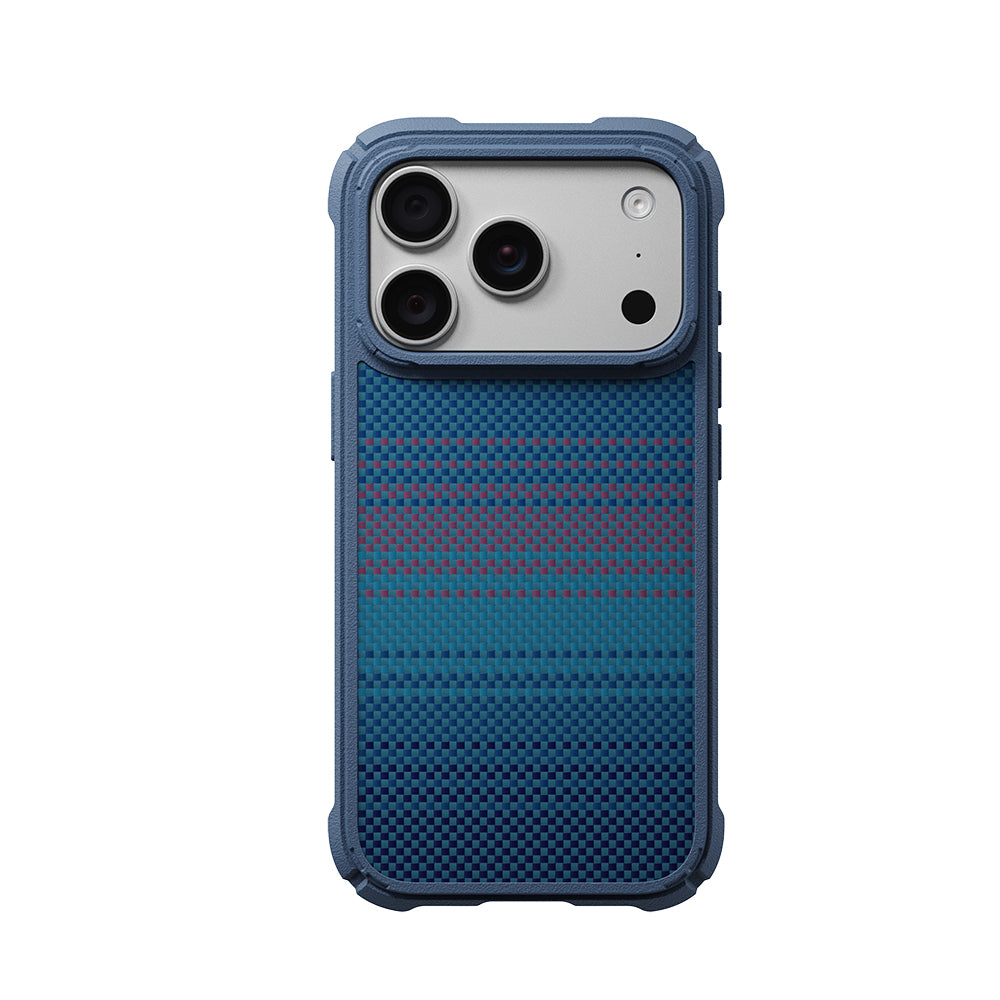 iPhone 18 Pro Kılıf M-safe Şarj Özellikli Pitaka Tactile Woven Sunset-Moonrise Aramid Serisi Cairn Kılıf