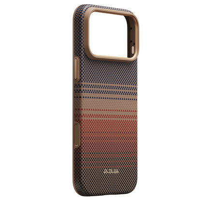 iPhone 18 Pro Kılıf M-safe Şarj Özellikli Pitaka Tactile Woven Sunset-Moonrise Aramid Serisi Summa Kılıf