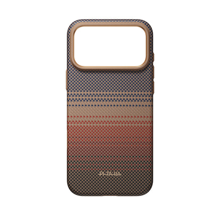 iPhone 18 Pro Kılıf M-safe Şarj Özellikli Pitaka Tactile Woven Sunset-Moonrise Aramid Serisi Summa Kılıf