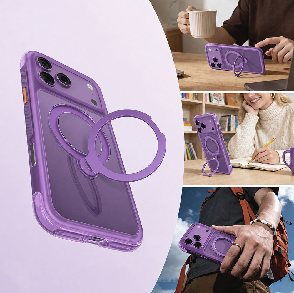 iPhone 18 Pro Kılıf M-safe Şarj Özellikli Standlı Airbag Tasarımlı Mutural Air Shield Serisi Kılıf