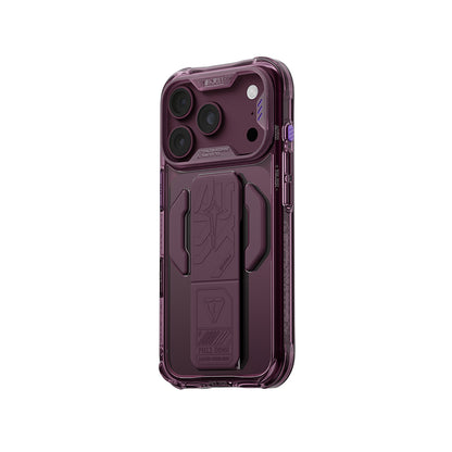 iPhone 18 Pro Kılıf M-safe Şarj Özellikli Teknoloji Desenli Skinarma Helio CE Mag Charge Standlı Kılıf