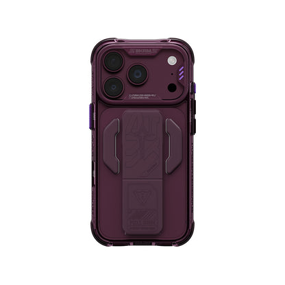 iPhone 18 Pro Kılıf M-safe Şarj Özellikli Teknoloji Desenli Skinarma Helio CE Mag Charge Standlı Kılıf