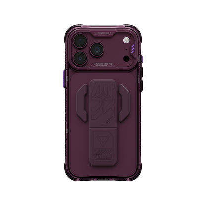 iPhone 18 Pro Kılıf M-safe Şarj Özellikli Teknoloji Desenli Skinarma Helio CE Mag Charge Standlı Kılıf