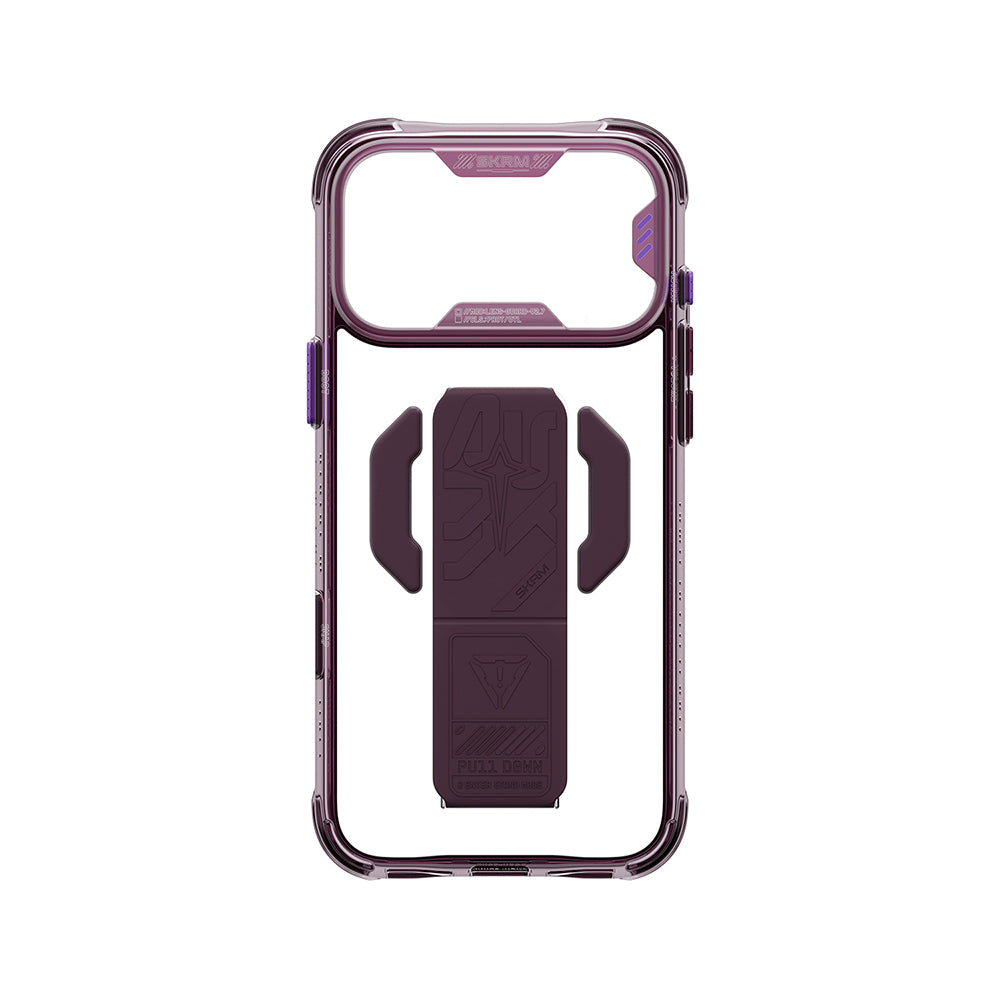 iPhone 18 Pro Kılıf M-safe Şarj Özellikli Teknoloji Desenli Skinarma Helio CE Mag Charge Standlı Kılıf