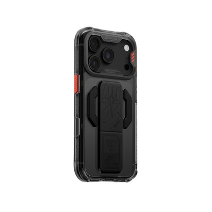 iPhone 18 Pro Kılıf M-safe Şarj Özellikli Teknoloji Desenli Skinarma Helio CE Mag Charge Standlı Kılıf
