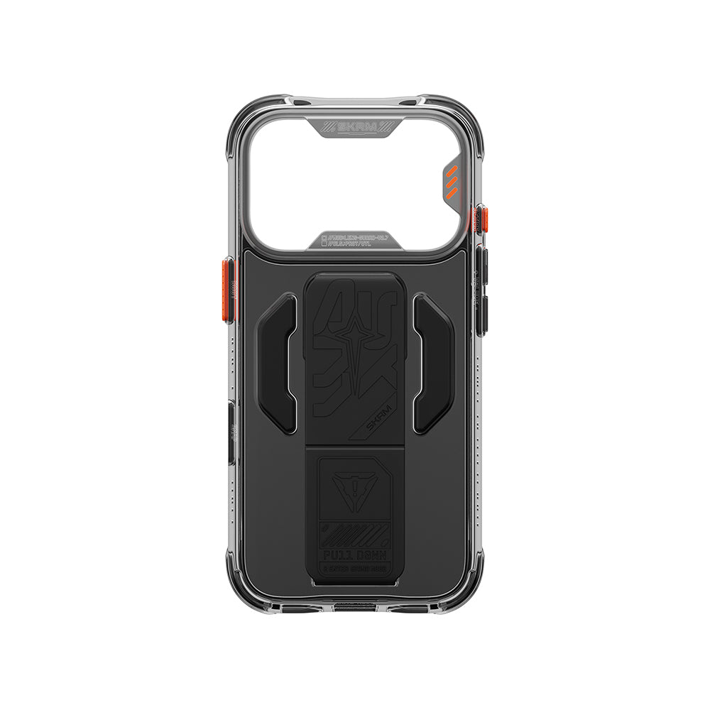 iPhone 18 Pro Kılıf M-safe Şarj Özellikli Teknoloji Desenli Skinarma Helio CE Mag Charge Standlı Kılıf