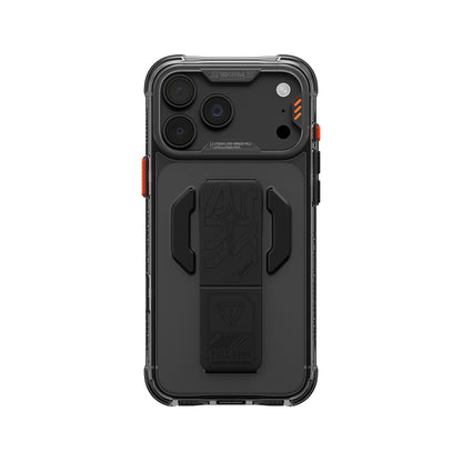 iPhone 18 Pro Kılıf M-safe Şarj Özellikli Teknoloji Desenli Skinarma Helio CE Mag Charge Standlı Kılıf