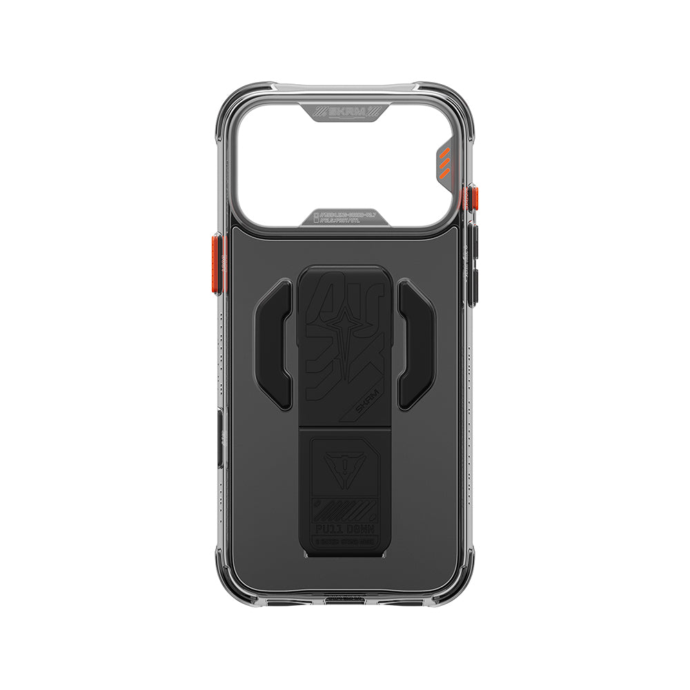 iPhone 18 Pro Kılıf M-safe Şarj Özellikli Teknoloji Desenli Skinarma Helio CE Mag Charge Standlı Kılıf