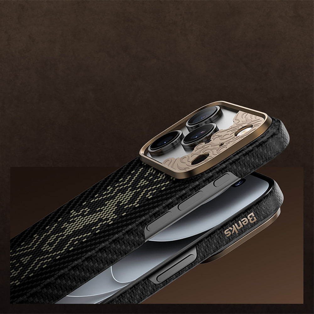 iPhone 18 Pro Kılıf M-safe Şarj Özellikli Yükseltilmiş Kamera Çerçeveli Benks ArmorAir Knight Serisi C1 Kevlar Kılıf