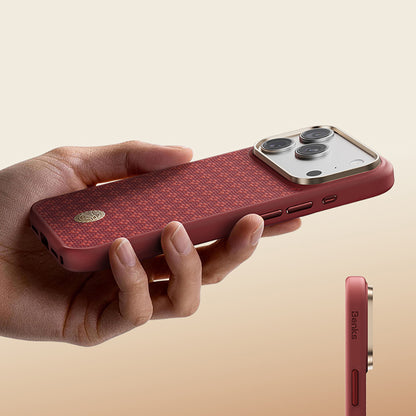 iPhone 18 Pro Kılıf M-Safe Şarj Özellikli Yükseltilmiş Kamera Çerçeveli Benks ArmorPro ArmorGrid Serisi Kevlar Karbon Kılıf