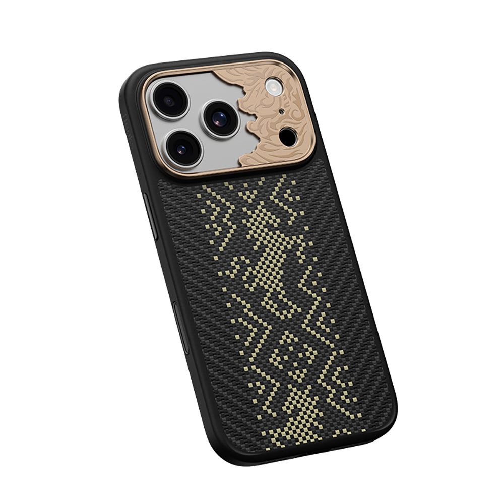iPhone 18 Pro Kılıf M-safe Şarj Özellikli Yükseltilmiş Kamera Çerçeveli Karbon Fiber Tasarımlı Benks Knight ArmorPro Kevlar Kılıf