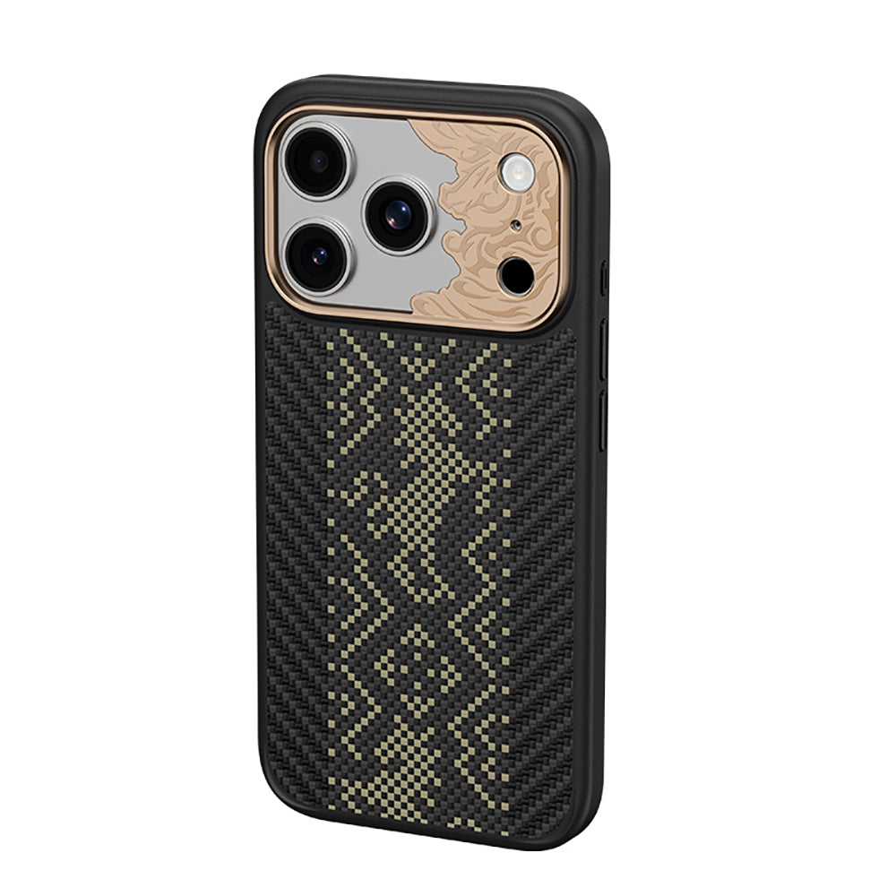 iPhone 18 Pro Kılıf M-safe Şarj Özellikli Yükseltilmiş Kamera Çerçeveli Karbon Fiber Tasarımlı Benks Knight ArmorPro Kevlar Kılıf