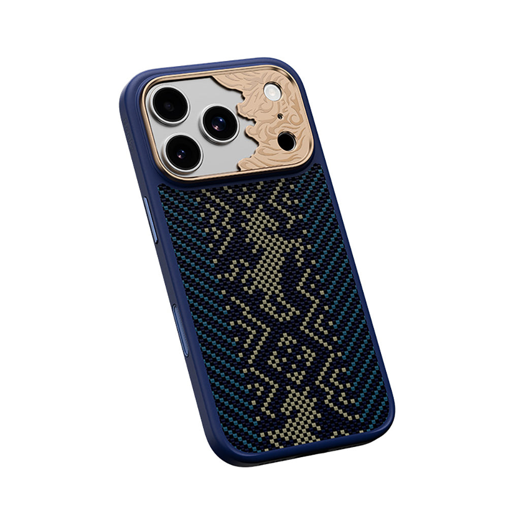 iPhone 18 Pro Kılıf M-safe Şarj Özellikli Yükseltilmiş Kamera Çerçeveli Karbon Fiber Tasarımlı Benks Knight ArmorPro Kevlar Kılıf