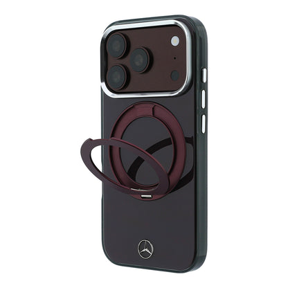 iPhone 18 Pro Kılıf Mercedes Benz Orijinal Lisanslı M-safe Şarj Özellikli 360 Derece Dönebilen Standlı Metal Logolu Sert PC Kılıf