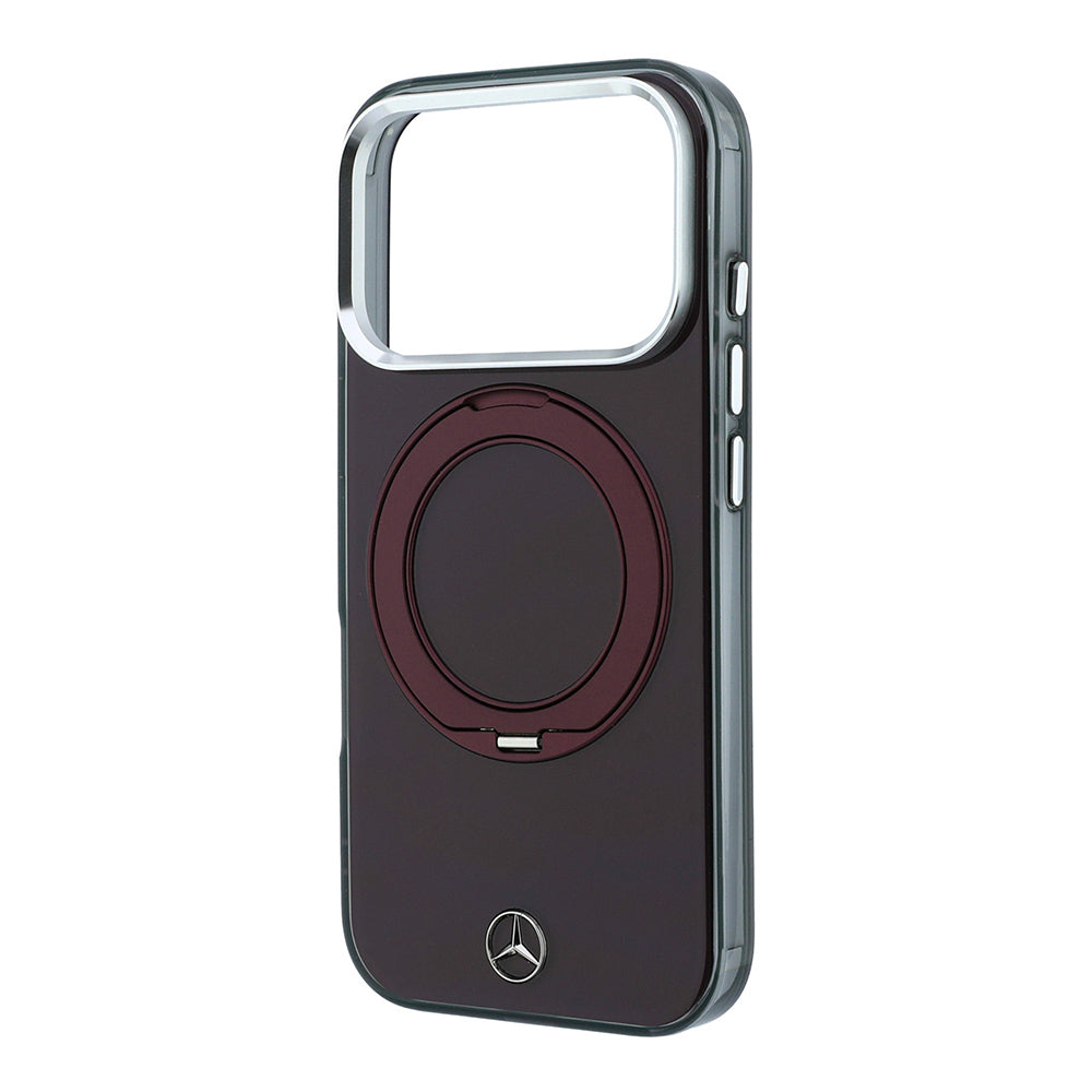 iPhone 18 Pro Kılıf Mercedes Benz Orijinal Lisanslı M-safe Şarj Özellikli 360 Derece Dönebilen Standlı Metal Logolu Sert PC Kılıf