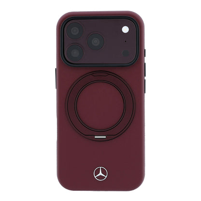 iPhone 18 Pro Kılıf Mercedes Benz Orijinal Lisanslı M-safe Şarj Özellikli 360 Derece Dönebilen Standlı PU Metal Logolu Kılıf