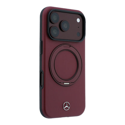 iPhone 18 Pro Kılıf Mercedes Benz Orijinal Lisanslı M-safe Şarj Özellikli 360 Derece Dönebilen Standlı PU Metal Logolu Kılıf