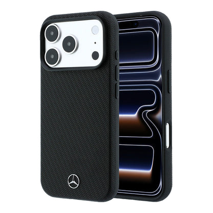 iPhone 18 Pro Kılıf Mercedes Benz Orijinal Lisanslı M-safe Şarj Özellikli 3D Metal Logolu Wrap Wood Deri Kılıf