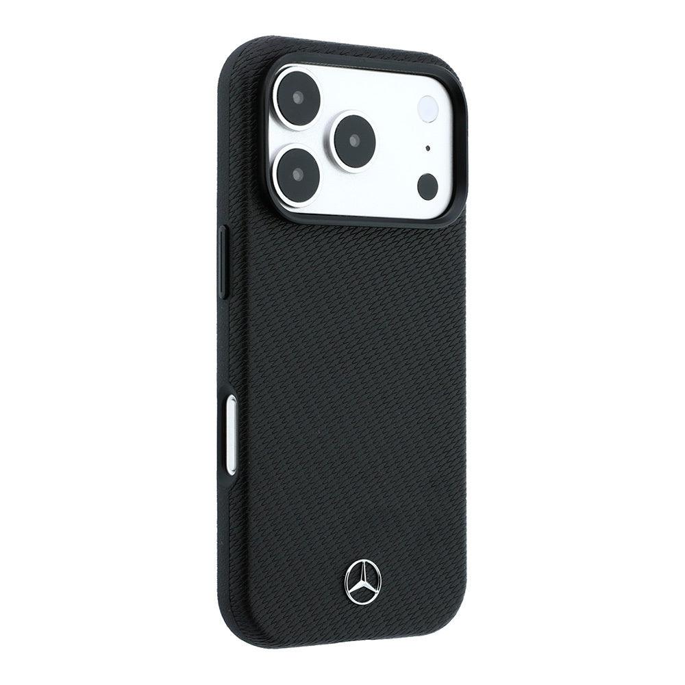 iPhone 18 Pro Kılıf Mercedes Benz Orijinal Lisanslı M-safe Şarj Özellikli 3D Metal Logolu Wrap Wood Deri Kılıf