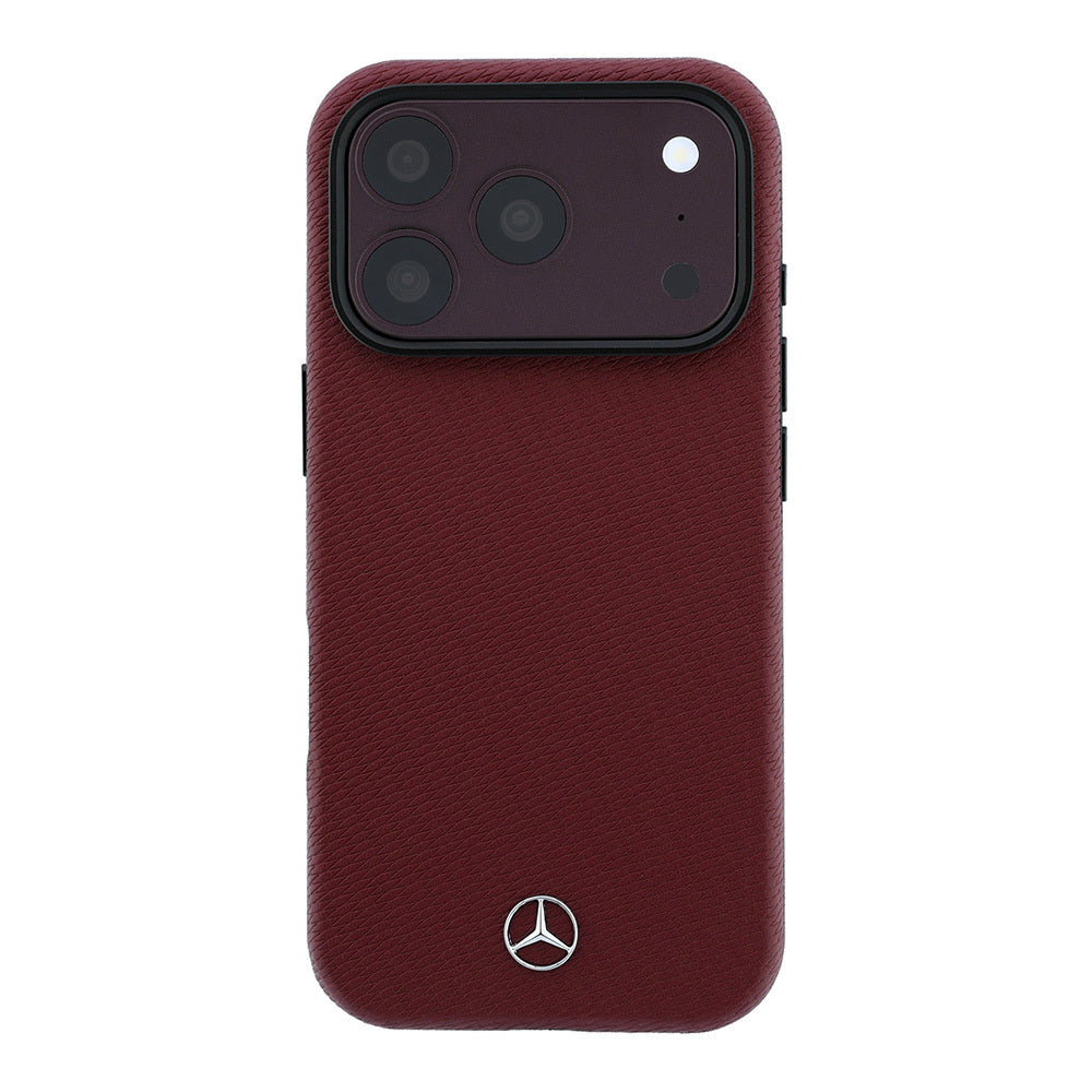 iPhone 18 Pro Kılıf Mercedes Benz Orijinal Lisanslı M-safe Şarj Özellikli 3D Metal Logolu Wrap Wood Deri Kılıf