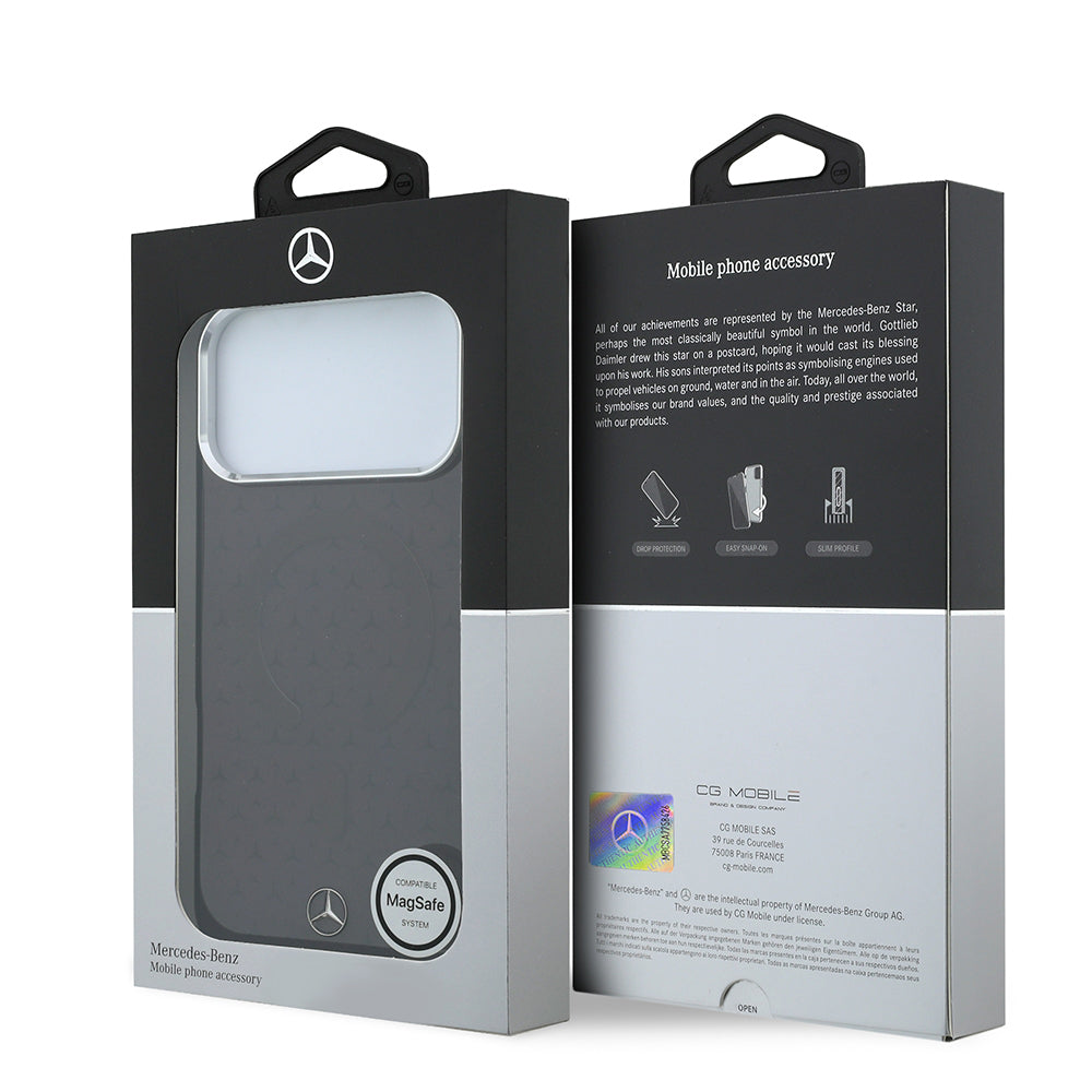 iPhone 18 Pro Kılıf Mercedes Benz Orijinal Lisanslı M-safe Şarj Özellikli Çift Katmanlı Yıldız Desenli Sert PC Kılıf