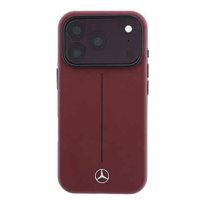 iPhone 18 Pro Kılıf Mercedes Benz Orijinal Lisanslı M-safe Şarj Özellikli Metal Yıldız Logolu Çizgili Deri Kılıf