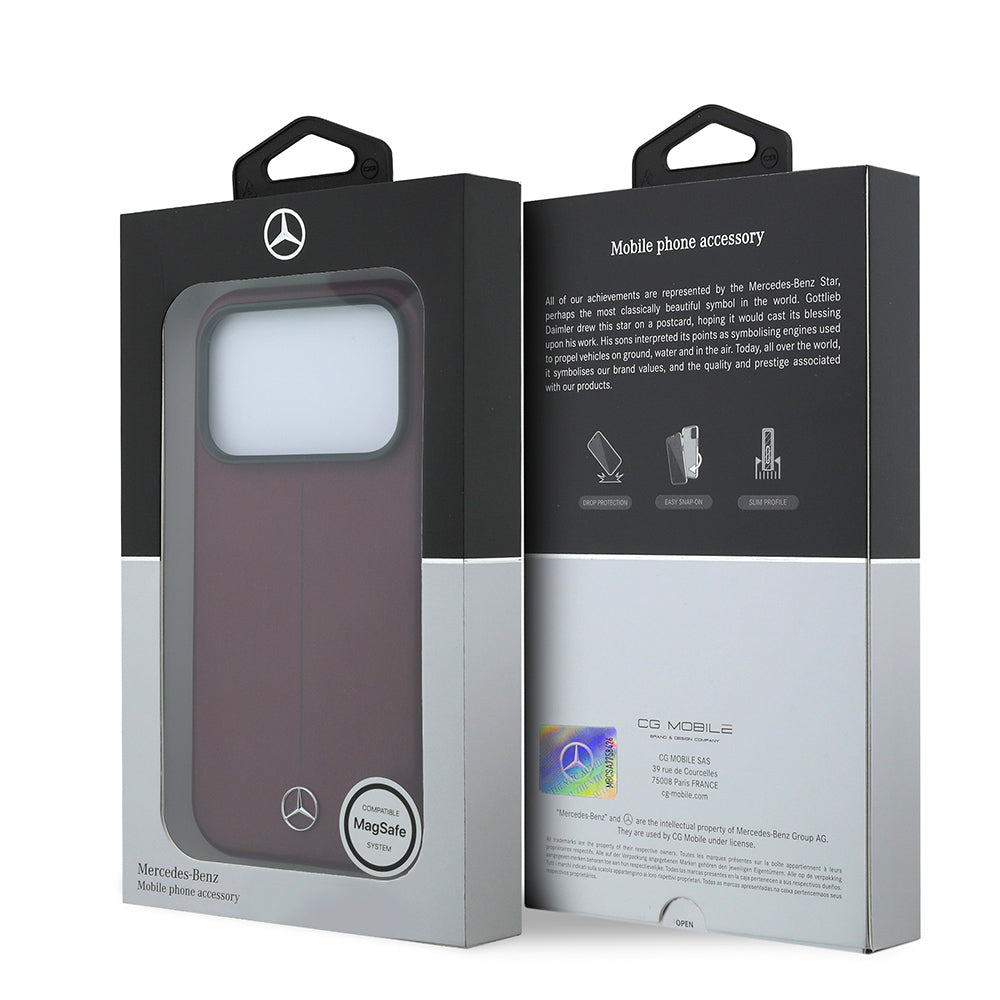iPhone 18 Pro Kılıf Mercedes Benz Orijinal Lisanslı M-safe Şarj Özellikli Metal Yıldız Logolu Çizgili Deri Kılıf