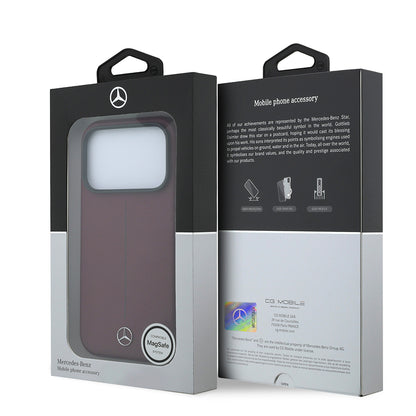 iPhone 18 Pro Kılıf Mercedes Benz Orijinal Lisanslı M-safe Şarj Özellikli Metal Yıldız Logolu Çizgili Deri Kılıf
