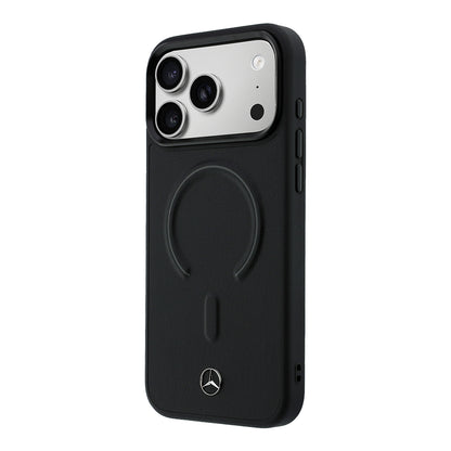 iPhone 18 Pro Kılıf Mercedes Benz Orijinal Lisanslı M-safe Şarj Özellikli Metal Yıldız Logolu Kabartmalı Deri Kılıf