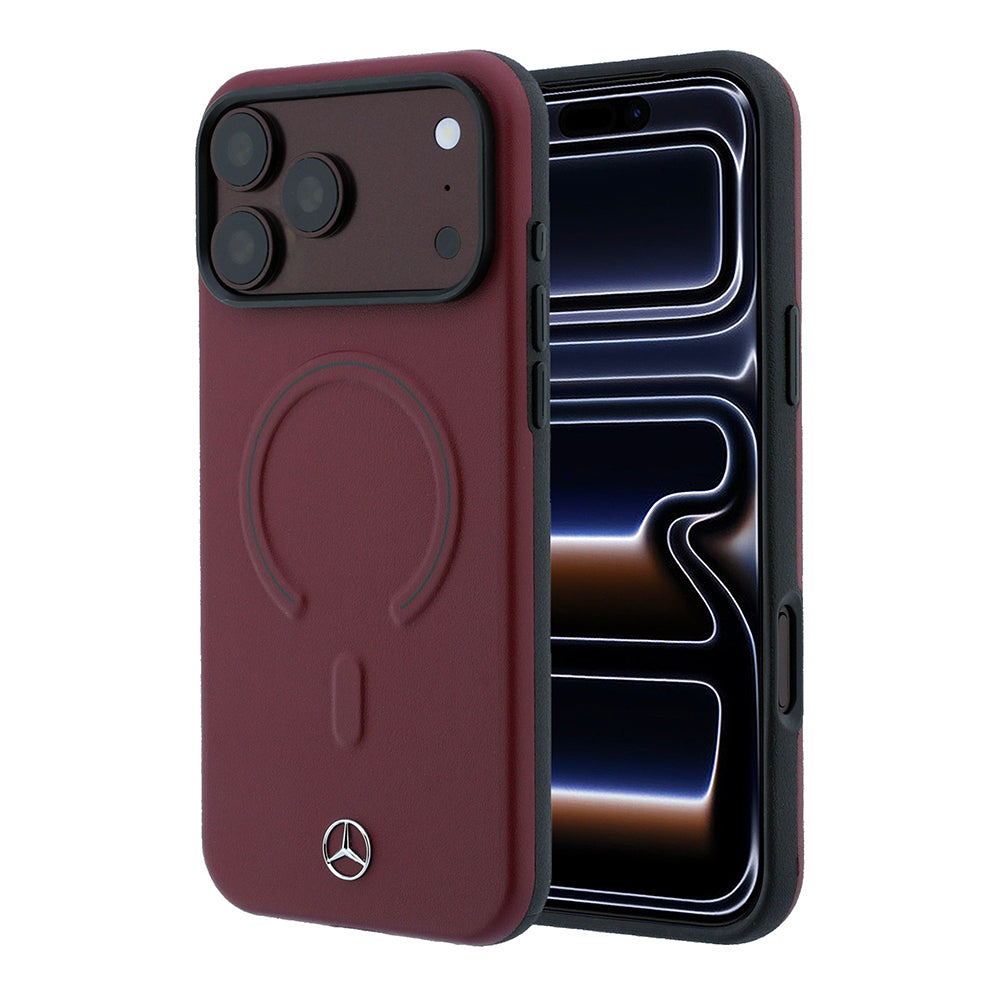 iPhone 18 Pro Kılıf Mercedes Benz Orijinal Lisanslı M-safe Şarj Özellikli Metal Yıldız Logolu Kabartmalı Deri Kılıf